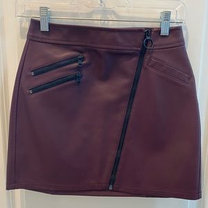 NWT Express Red Pleather Mini Skirt with Zippers